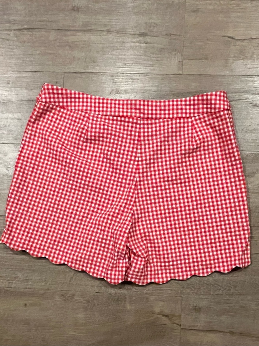 Zac & Rachel Red Gingham Scallop-Hem High Waist Shorts - Picture 6 of 6